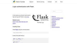 Login authentication with Flask – Python Tutorial - Pythonspot