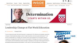 Leadership Change at Flat World Education - Inside Higher Ed