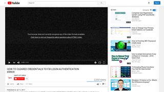 how to cleared credentials to fix login authentication error - YouTube