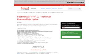 Fleet Manager II v4.4.20 – Honeywell Releases Major Update
