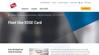Fleet One EDGE Card | Fuel Cards & Factoring | Solutions | WEX Inc.