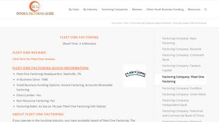 Factoring Company: Fleet One Factoring - Invoice Factoring