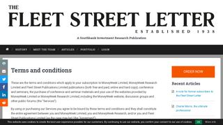 Terms and conditions - The Fleet Street Letter