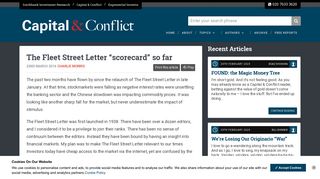 The Fleet Street Letter “scorecard” so far - Capital & Conflict