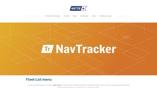 NavTracker Fleet List menu - Navtor