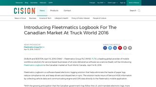 CNW | Introducing Fleetmatics Logbook For The Canadian Market At ...