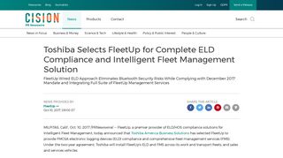 Toshiba Selects FleetUp for Complete ELD Compliance and Intelligent ...