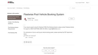 Fleetwise Pool Vehicle Booking System – How can we help?