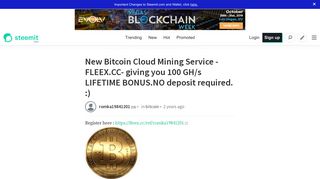 New Bitcoin Cloud Mining Service -FLEEX.CC- giving you 100 GH/s ...