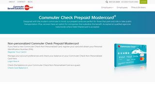 Commuter Benefit Solutions: Commuter Check Prepaid Mastercard