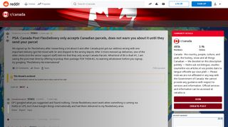 PSA: Canada Post FlexDelivery only accepts Canadian parcels, does ...