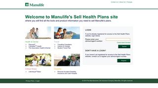 Login to sellhealthplans.ca - Manulife