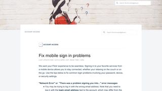 Fix mobile sign in problems - Flickr Help