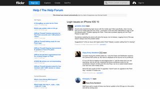 Flickr: The Help Forum: Login issues on iPhone IOS 10