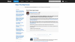 Flickr: The Help Forum: Flickr/Yahoo login issues.