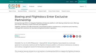 Boeing and Flightdocs Enter Exclusive Partnership - PR Newswire