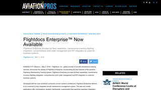 Flightdocs Enterprise™ Now Available | AviationPros.com
