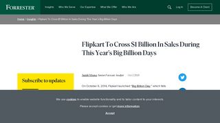 Flipkart To Cross $1 Billion In Sales During This Year's Big Billion Days