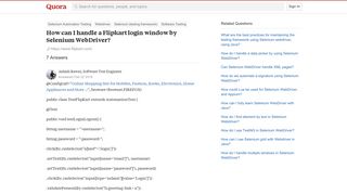 How to handle a Flipkart login window by Selenium WebDriver - Quora