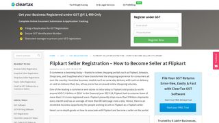 Flipkart Seller Registration - How to Become Seller at Flipkart - ClearTax