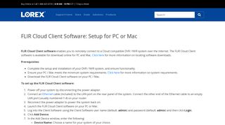 FLIR Cloud Client Software: Setup for PC or Mac - Lorex Support ...