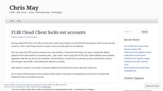 FLIR Cloud Client locks out accounts | Chris May