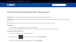FLIR Cloud App: Modifying the DVR / NVR password - Lorex Support ...