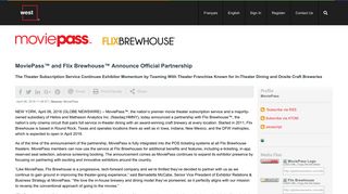 MoviePass™ and Flix Brewhouse™ Announce Official Partnership