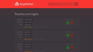 flixpress.com passwords - BugMeNot