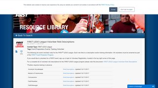 FIRST LEGO League Volunteer Role Descriptions | Resource Library ...