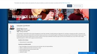 Volunteer Coordinator | Resource Library | FIRST