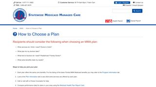 Florida State Medicaid Managed Care - MMA - How to Choose a Plan