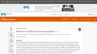 Mutations in FLNB cause boomerang dysplasia | Journal of Medical ...