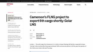 Cameroon's FLNG project to export 6th cargo shortly: Golar LNG | S&P ...