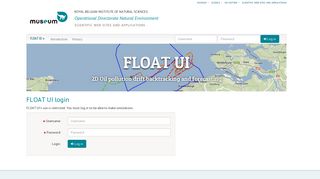 FLOAT UI login - OD Nature - Royal Belgian Institute of Natural Sciences