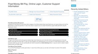 Float Money Bill Pay, Online Login, Customer Support Information
