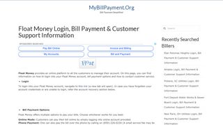 Float Money Login, Bill Payment & Customer Support Information
