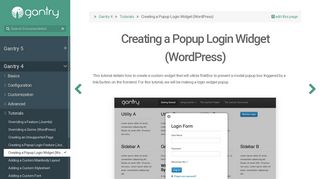 Creating a Popup Login Widget (WordPress) | Gantry Documentation