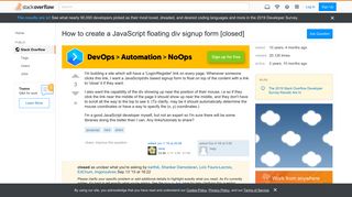 How to create a JavaScript floating div signup form - Stack Overflow