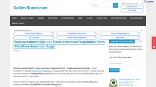 Floral Investment Sign Up | Floral Investment Registration Form | LogIn