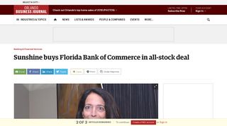 Sunshine Bancorp acquires Florida Bank of Commerce in $40M all ...