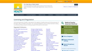 Licensing and Regulation | Florida Department of Health