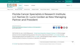 Florida Cancer Specialists & Research Institute, LLC Names Dr. Lucio ...