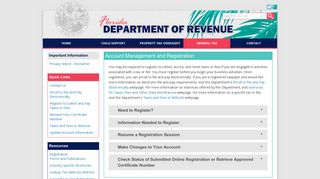 Florida Dept. of Revenue - Account Management and Registration