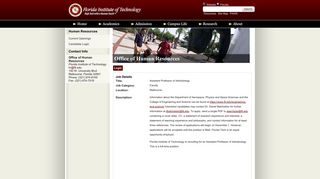 Florida Institute of Technology - Careers: Assistant Professor of ...