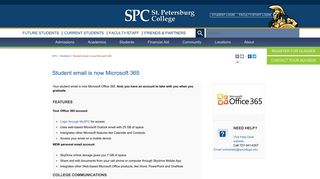 Student email moves to Microsoft 365 - St. Petersburg College