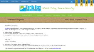 Florida Keys Community College | Florida Shines Login Info