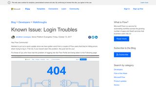 Known Issue: Login Troubles | Flow Blog - Microsoft Flow