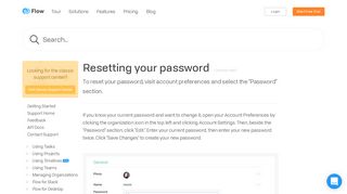 Resetting your password - Flow