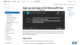Sign up and sign in - Microsoft Flow | Microsoft Docs